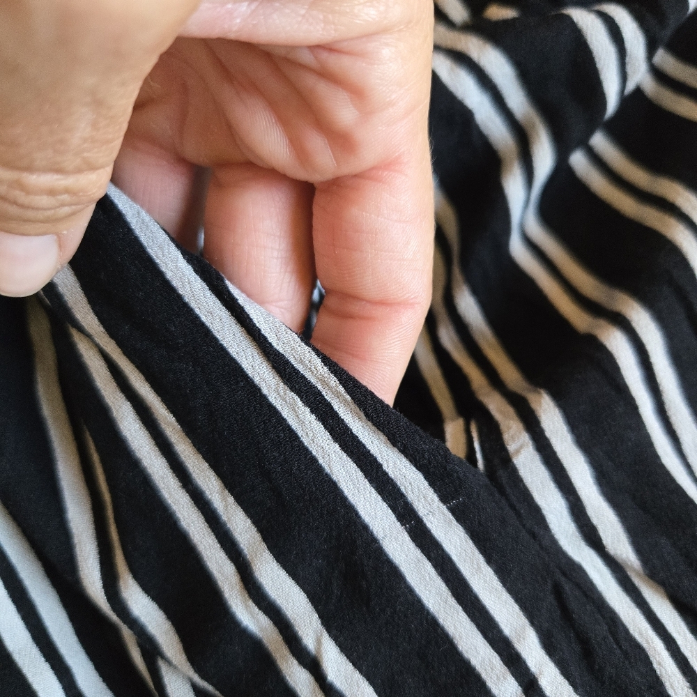 3/$25 Xhilaration Striped Wide Leg Pants Black White XXL Rayon Drawstring - Picture 5 of 12